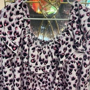 SHEIN 4XL (equates to 3XL) adorable purple, pink and black hearts blouse.